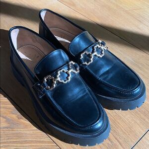 NWOT Sam & Libby Size 9 REMI LUG Women's Black Chunky Leather Boot Style Loafers